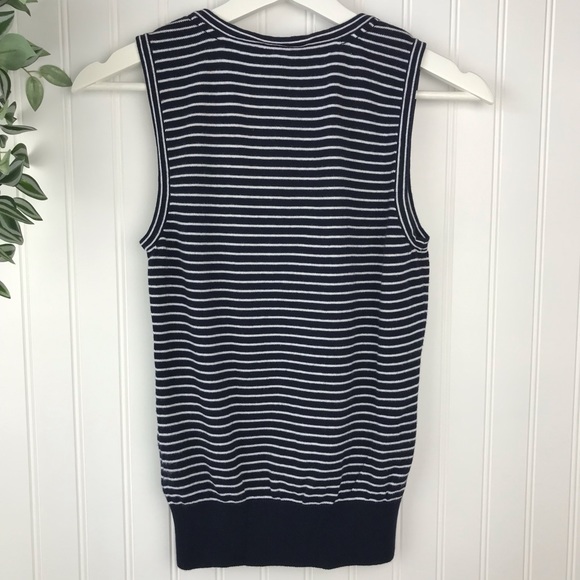 JACOB Sleeveless Cotton Knit TOP, Navy Stripes - Picture 6 of 8